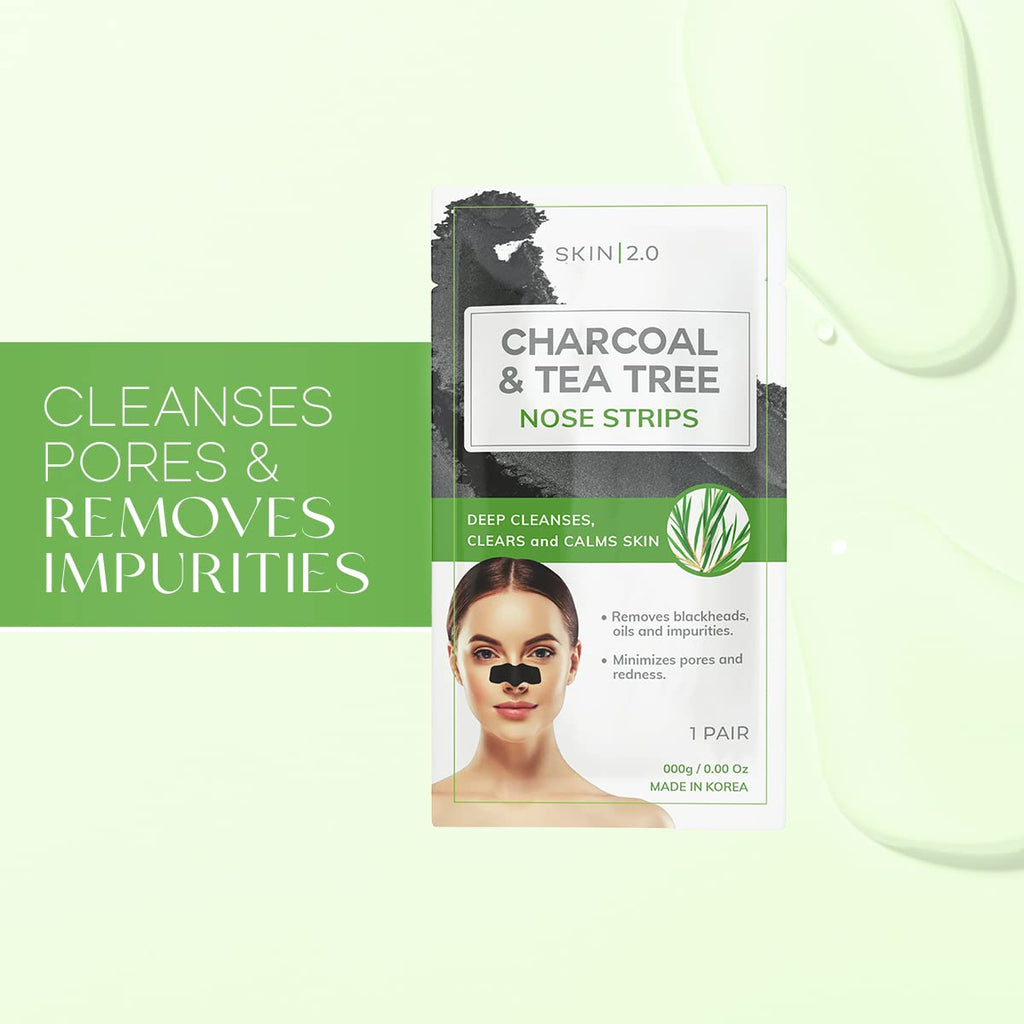Skin 2.0 Tea Tree & Charcoal Peel-Off Face Mask - Blackhead Remover, Reduces Acne & Pores, Deep Cleansing - Dermatologist Tested Korean Skincare - Clean Beauty, Cruelty-Free - 6.7 Fl oz