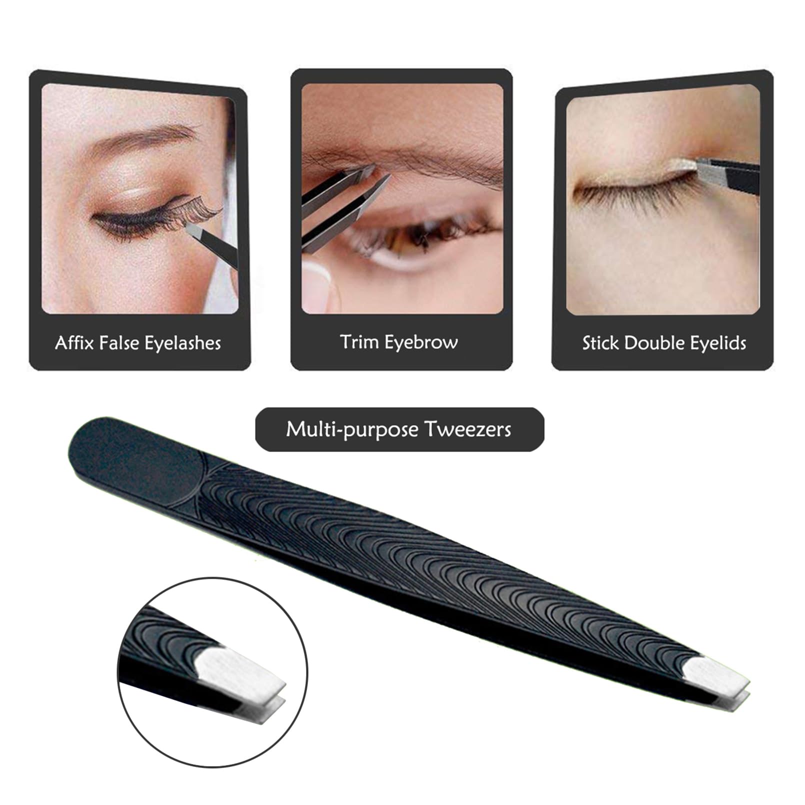 FITDON Eyebrow Grooming Set, Eyebrow Tweezers & Curved Brow Scissors & 3PCS Brow Razors Trimmer & Eyebrow Brush with Spoolie