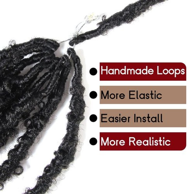 BOHOBABE 24 Inch Light Weight Butterfly Locs Crochet Hair 8 Packs Long Black Distressed Butterfly Faux Locs Toupees Hair, 1B