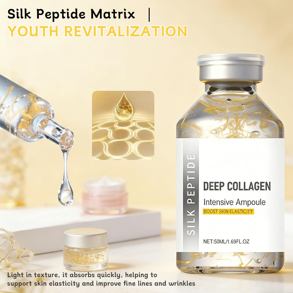 Deep Collagen Serum, Silk Peptide Lifting Face Serum – Korean Anti-Aging Ampoule for Deep Hydration & Firming Care, Smooth Glowing Skin, Mother’s Day Skincare Gift for Mom