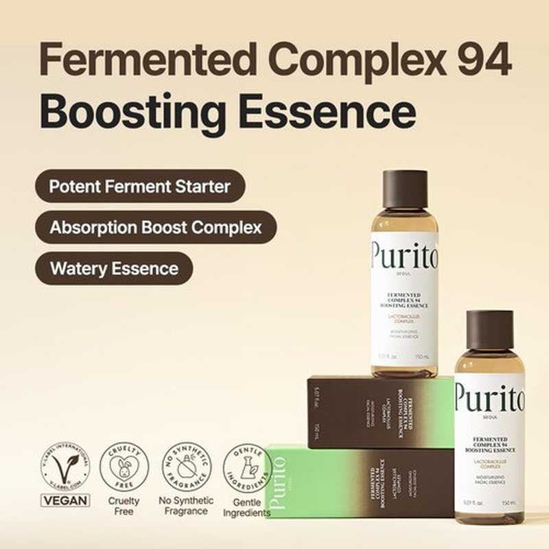 PURITO Fermented Complex 94 Boosting Essence - Natural Skincare Booster, Soothing Formula, 150ml/5.1fl.oz