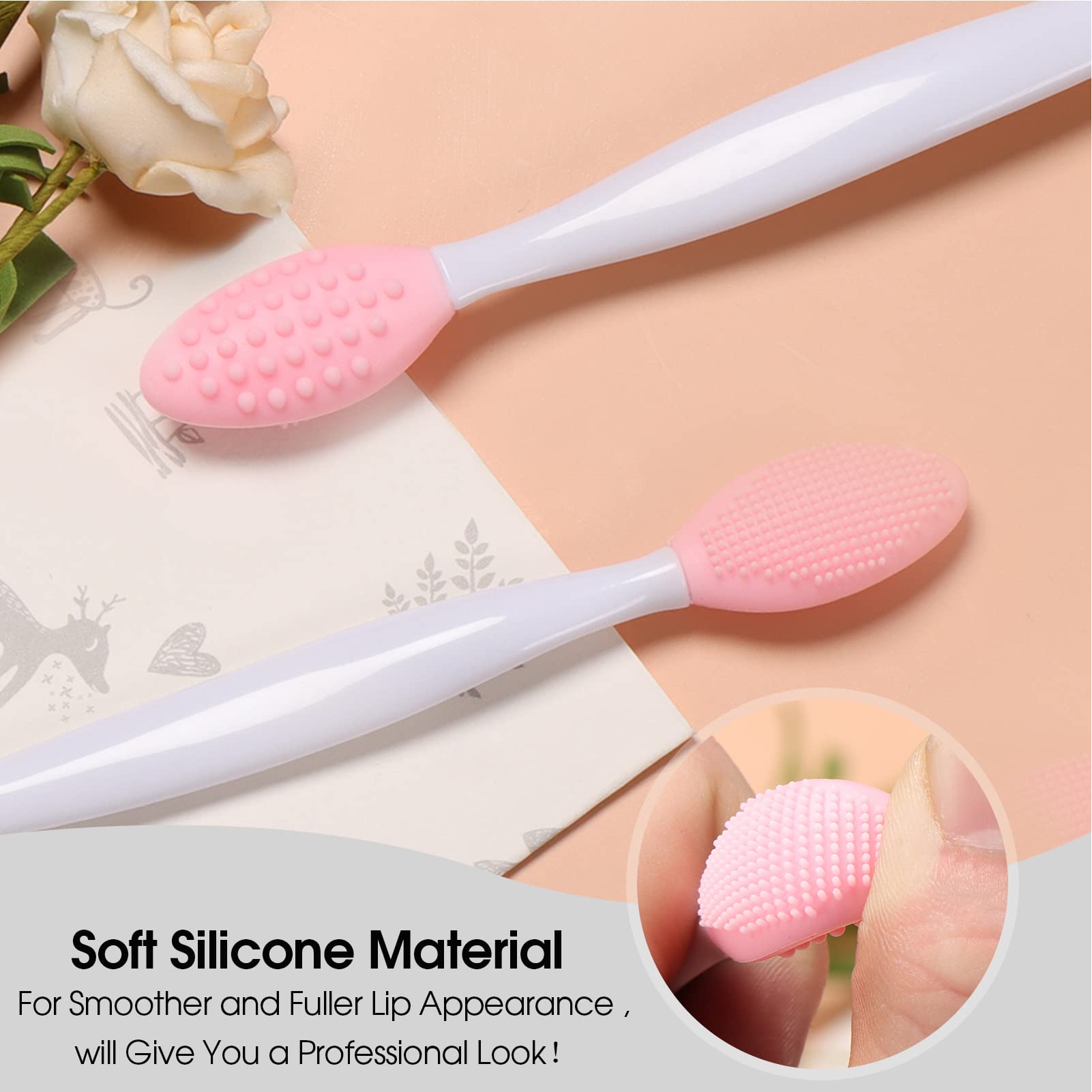 Lip Scrub Tool Silicone Lip Brush Exfoliating Double-Sided Lip Scrubber Tool for a Smoother and Fuller Appearance,Cleaner (6 Colors,6 PCS)