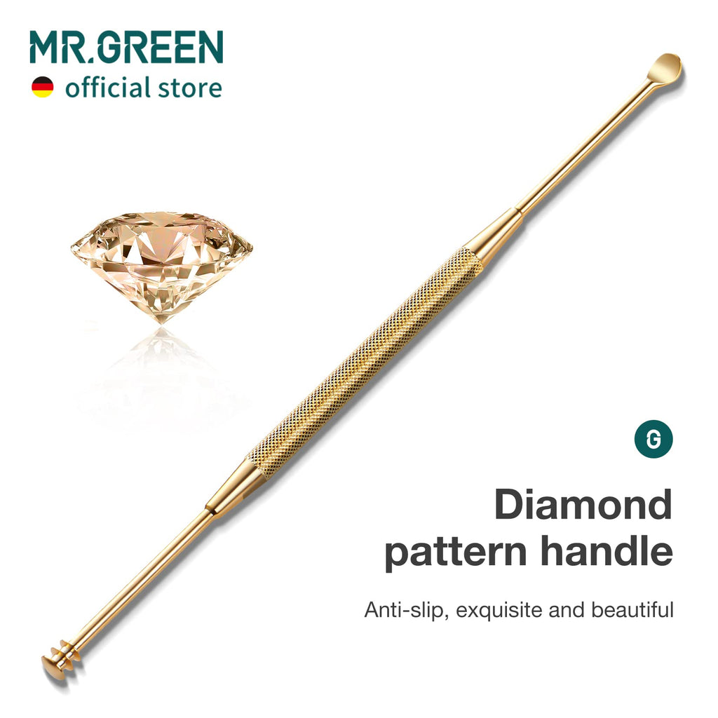 MR.GREEN Ear Wax Removal Ear Cleaner Double End Earwax Remover 360° Cleaning Three Ring Ear Pick Stainless Steel Ear Care Tools (Two piece Pack)