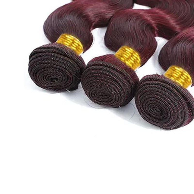 Hydtxc Bundles Human Hair Burgundy 99J 12 14 16 Inch Body Wave Human Hair Bundles Wine Red Unprocessed Brazilian Virgin Hair Double Weft Quick Weave for Black Women