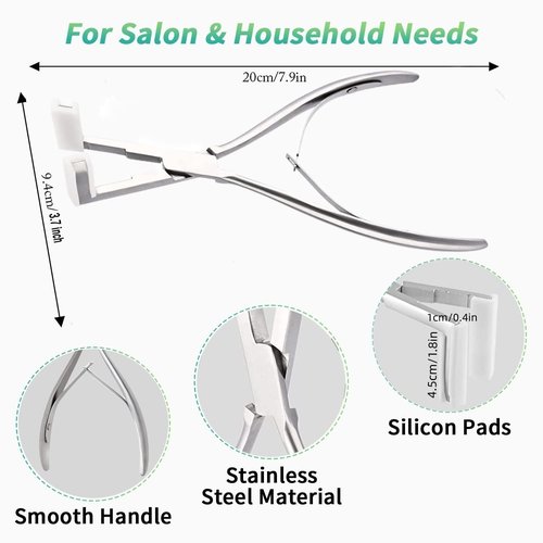Tape in Hair Extension Tools Kit, Professional Flat Surface Stainless Steel Tape in Hair Extensions Sealing Clamp Plier,Tape Remover Scraper Tool,Hair Clips, Hair Extensions Styling Tools(Silvery Set)