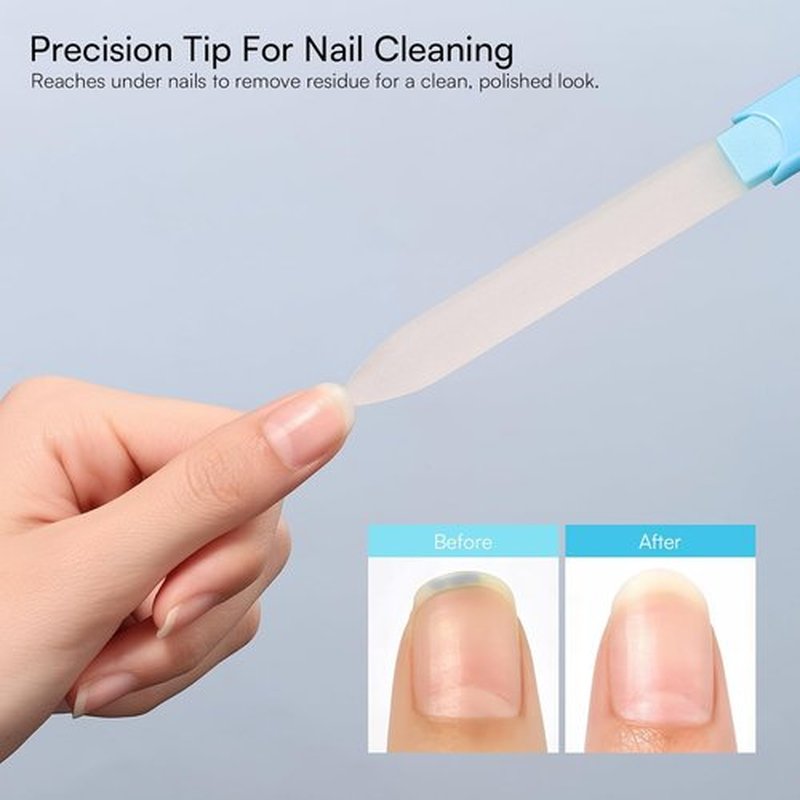 Makartt Glass Nail File - Double-Sided Sandblasted Crystal with Case | Reusable Portable Manicure Buffer - 1pc Blue