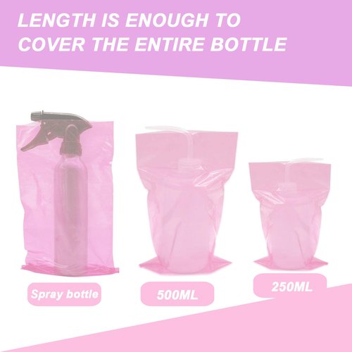 Gakonp 250pcs Tattoo Bottles Bags（Pink） with 3pcs Wash Bottles（Pink） 250ml Disposable Squeeze Watering Tool Sleeves Water Spray Covers for Tattoo Supplies