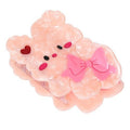 Rabbit Hair Claw Clip Acetate Strong Grip Hair Jaw Clip 3.35 Inch Cute Animal Hair Claw Clamp for Women Girls, Pink&Rose Red