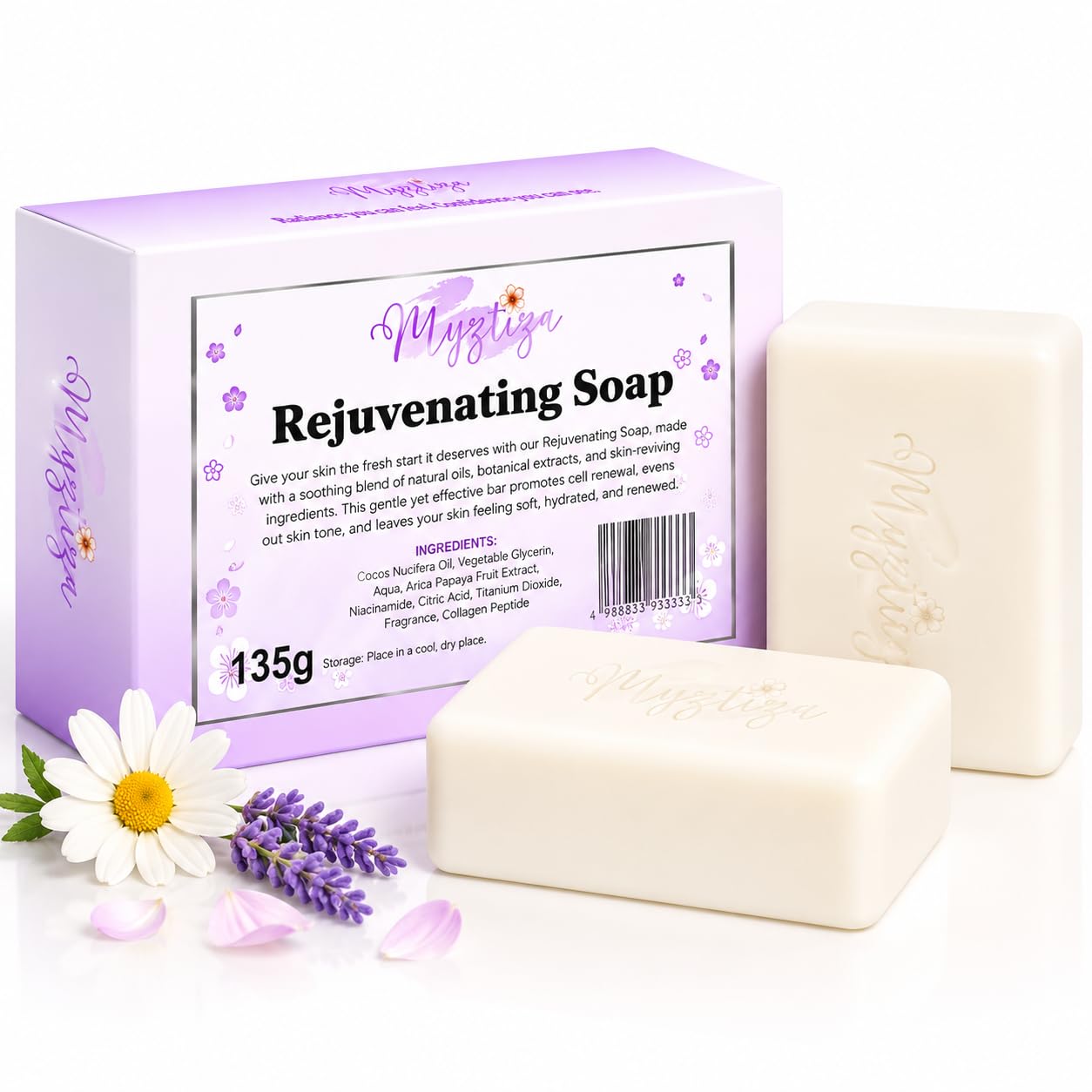 Myztiza Rejuvenating Bar Soap for Face & Body – 2 Pack 135g Each