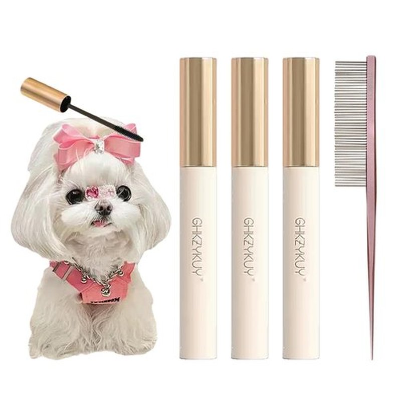 Manon Rosa Pet Styling Gel - Hypoallergenic Grooming Kit for Eyelashes & Nose Stray Hairs | 2 Tubes for Small Dogs & Cats