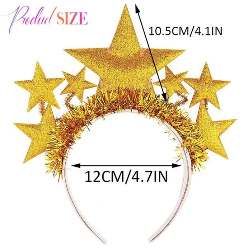 GORTIN Light up Star Headband Gold Glowing Costume Headpiece Rave Hair Accessories for Women (A-Gold, Free size)