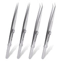 4 Pieces Diamond Tweezers Professional Jewelry Gem Tweezers Precision Tweezers Stainless Steel Pointed Tip Tweezers with Slide Locking and Gem Slot for jewelry making