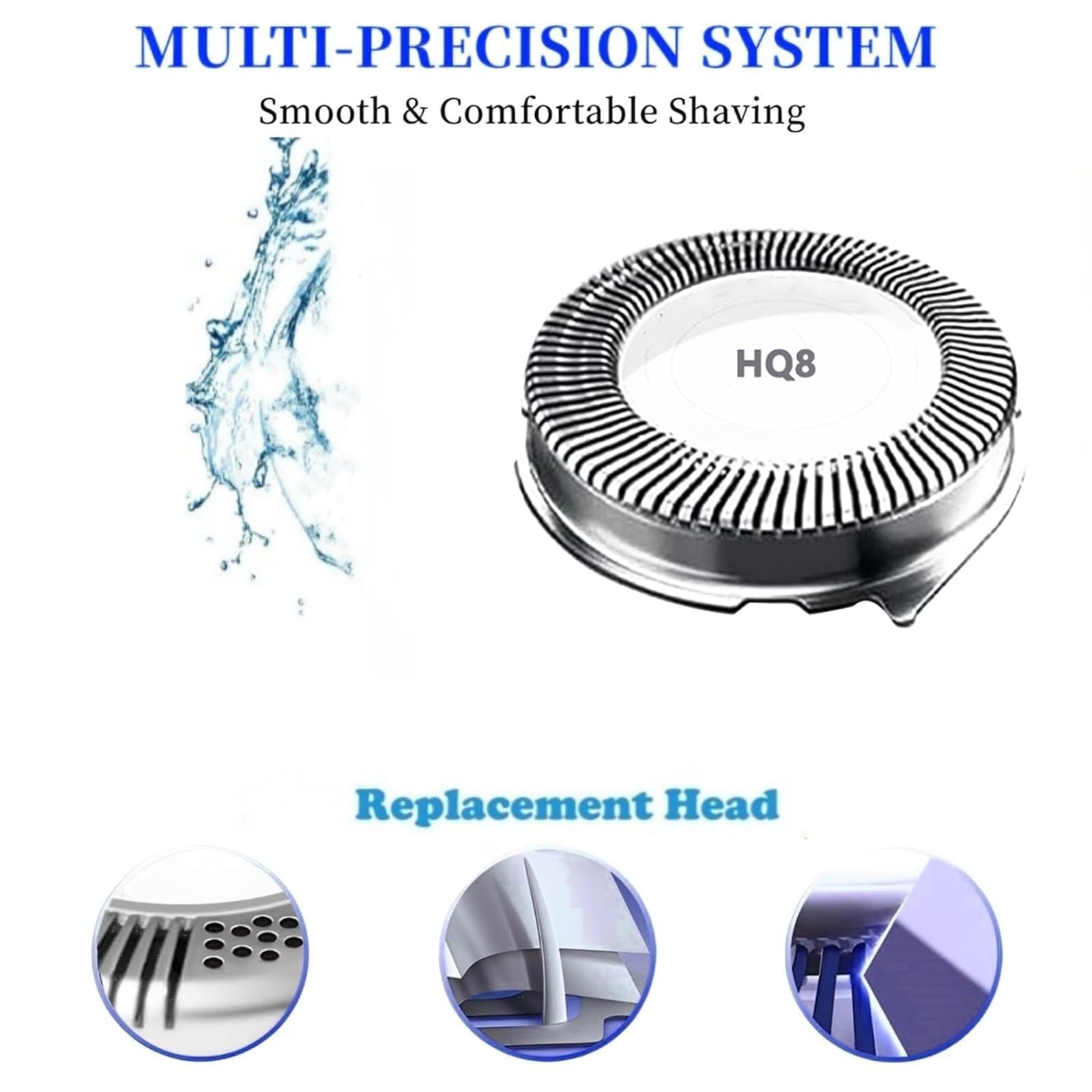 HQ8 Heads Compatible with Phlips Norelco Aquatec razor,Replacement Heads for PT720 PT721 PT722 PT723 PT724 PT725 PT726PT728 PT729 PT730 AT830 AT811 Etc Model