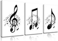 Skiennix Framed Music Notes Wall Art - Stylish Black & White Canvas Prints | 12x16in (Set of 3)