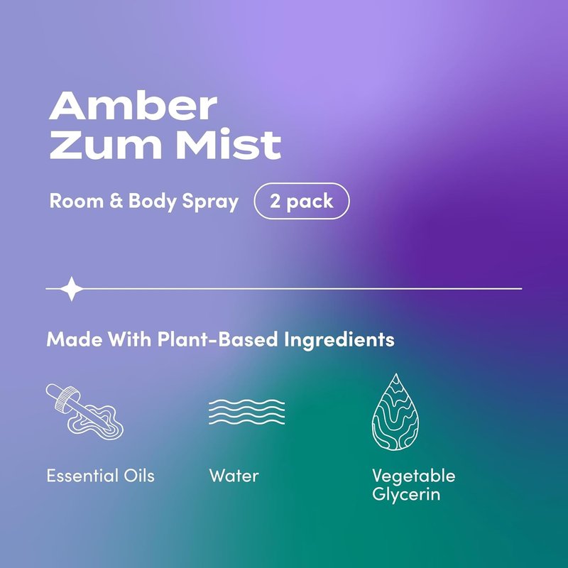 Zum Indigo Wild Mist Room & Body Spray - Aromatherapy Essential Oil - Amber Scent - 4 Fl Oz (2 Pack)