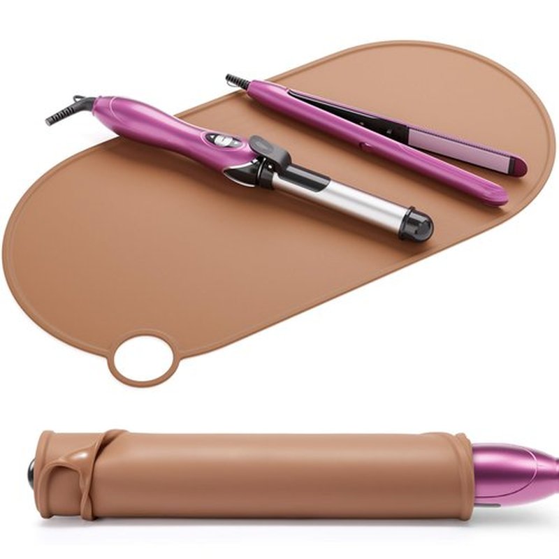 Noverlife Silicone Makeup Mat, Heat Resistant Vanity Protector Mat, Large Curling Iron Pad Protector for Vanity Top, No Slip Hot Tools Mat, Foldable Vanity Mat for Makeup Hair Styling Tool, 19.6"x9.8"