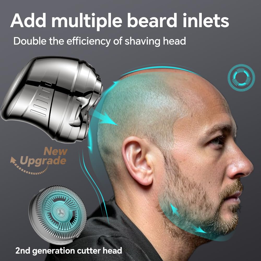 Electric 5D Floating Head Shavers for Bald Men, Rotary Shaver Face,Wet Dry IPX6 Waterproof Men's Razor, LED Display Rechargeable with USB Type-c Charge, Gifts for Men