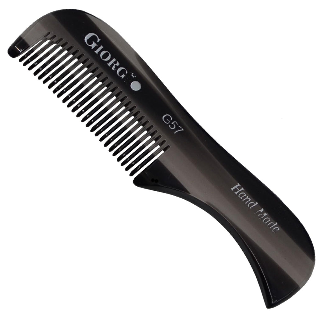 Giorgio G57 Extra Small Men's Fine Tooth Beard and Mustache Comb for Facial Hair Grooming and Styling. Mini Wallet Pocket Comb Beard Comb for Men, Handmade, Saw-Cut and Hand Polished,Graphite