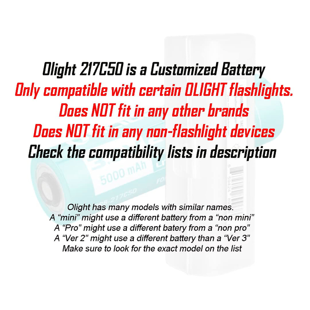 OLIGHT 5000mAH Customized Rechargeable Battery (217C50) Seeker 2/3/4 Pro, Warrior X Pro, Freyr, Prowess, and Odin Flashlights, with Battery Organizer