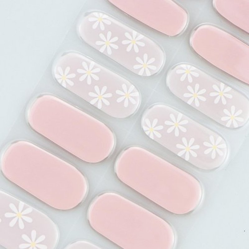 JMEOWIO Gel Nail Stickers Flower Pink Semi Cured Gel Nail Strips Wraps UV/LED Nails Art Design Decoration Accessories