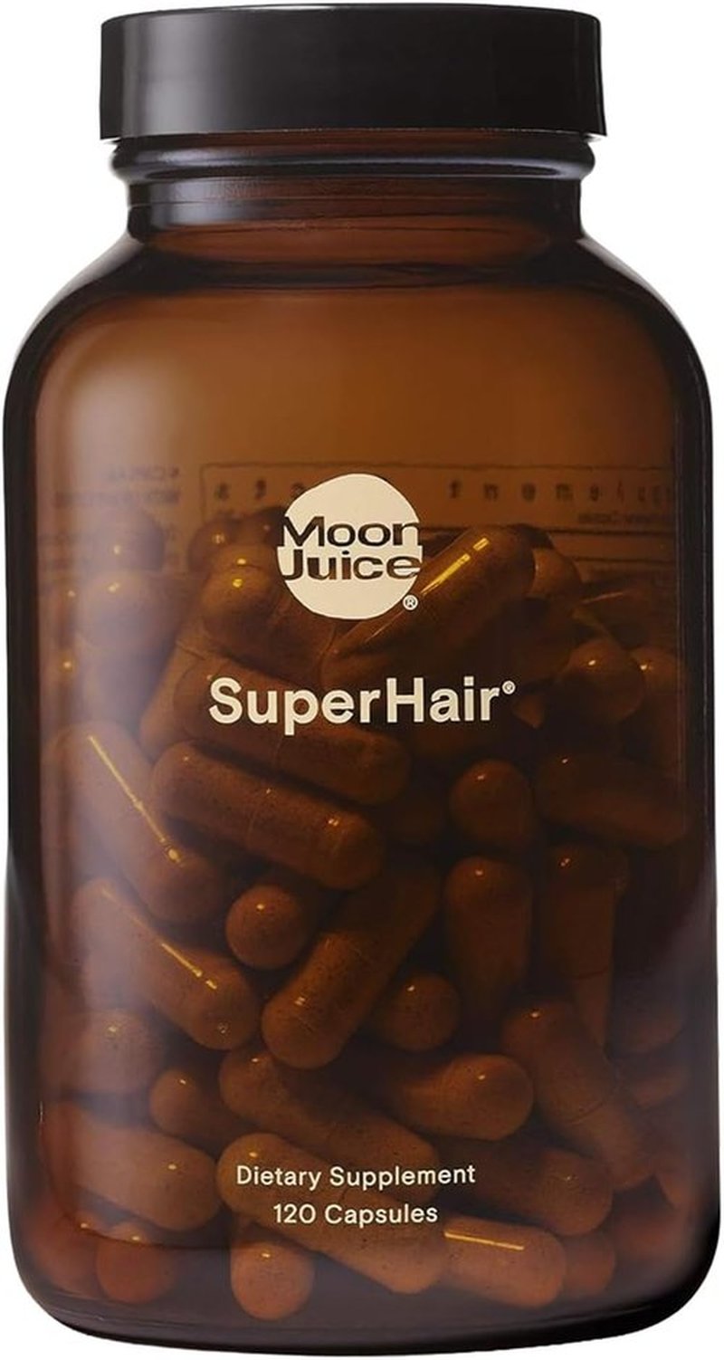 Moon Juice SuperHair Hair Growth Vitamins - Biotin & Saw Palmetto Formula for Thicker Hair | 120 Capsules