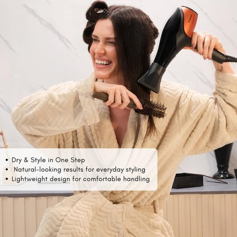 Taiff Unique Duo Professional Hair Dryer – 127V | 1875W Power | AC Motor | Tourmaline + Ionic & Ceramic Technology | Titanium Elements | 2 Concentrator Nozzles (Orange)