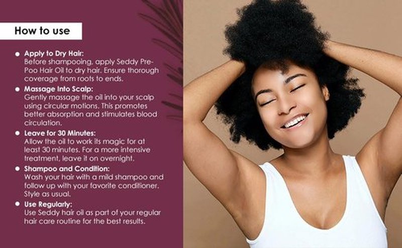Seddy Pre-Wash Nourishing Treatment Oil for Dryness, Breakage, Split Ends With Castor, Biotin, Coconut, Rosemary, Caffeine Oil, Hair Strengthening Elixir - 3.4 Fl. Oz
