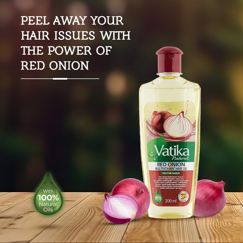 Vatika Naturals Multivitamin Hair Oil - Nourishing Formula for Healthy, Lustrous Hair - Strengthens Revitalizes & Promotes Stronger Hair - 100% Natural Oil Extract - Enriched with Red Onion - (300 ML)