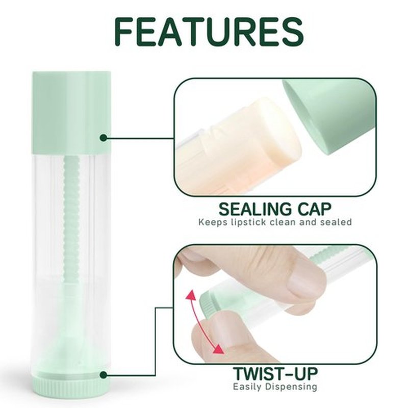 JuLand 50 Pack Empty Lip Balm Containers Bulk 5.5ml - Clear Twist-Up Tubes with Pink Caps, Refillable Chapstick Tube for DIY Lip Balm Making