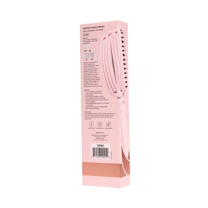 L'ANGE HAIR Detangling Vented Paddle Brush with Nylon & Boar Bristles | Glides Through Tangles on Wet or Dry Hair | Tames Flyaways & Frizz | Reduces Breakage & Damage | For All Hair Types (Blush)