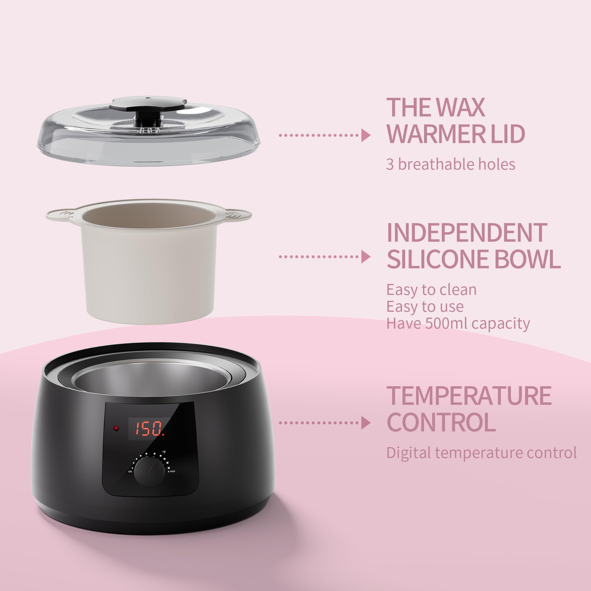 Waxing Kit for Women, Wax Warmer for Hair Removal With 5 Pack Beads, Wax Heater Kit with Non-Stick Easy Clean Pot for Home or Salon.