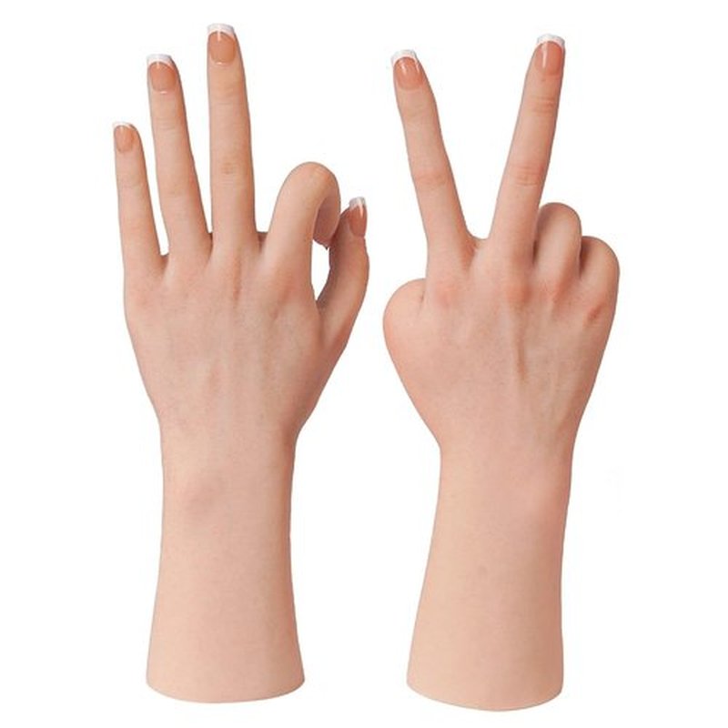 KUMIHO Realistic Silicone Female Hand Model - Fake for Jewelry Display, Tattoo Training, Practice Art Sketch With Nails, Right Hand With Skeleton, Brown
