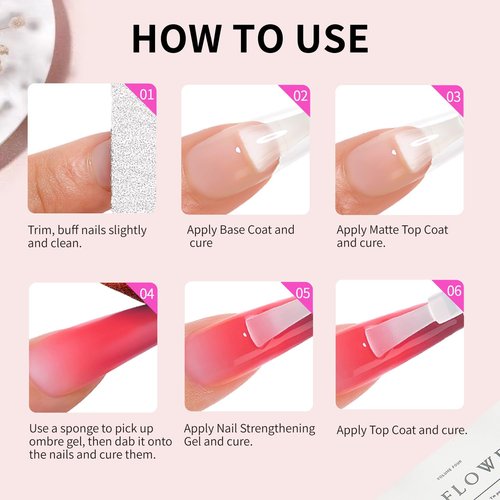 SMSMYXF Finger Secret Ombre Gel Nail Polish Set, 9 Colors, UV Pat Painting Gradient Blooming Gel Kit with Application Guide (OMBRE-5, 1SET)