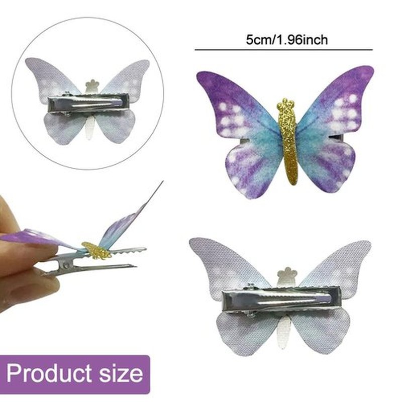 18Pcs Butterfly Clips with Rhinestones for Teens Women Y2K Glitter Hold Jaw Clips - Cute Headwear Gifts for Wedding, Back to School Hair Accessory, Purple