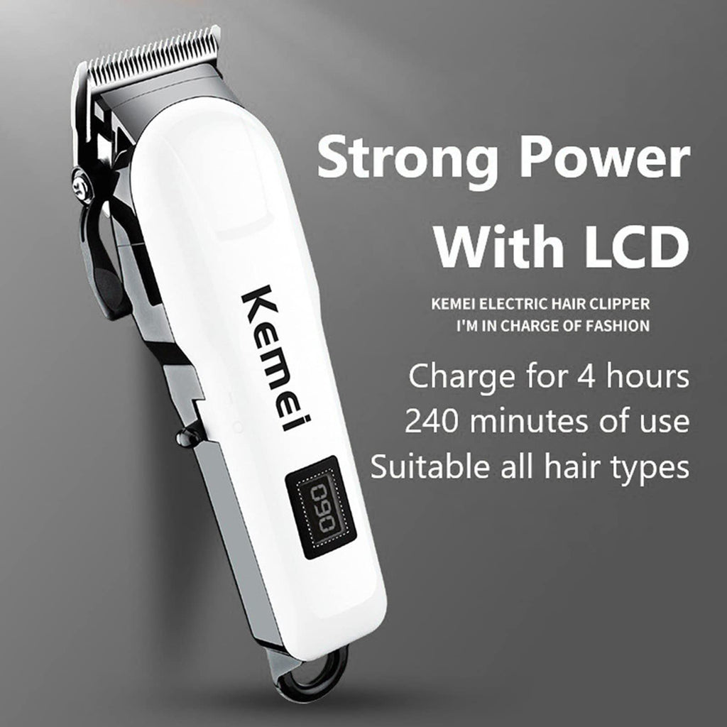 KEMEI Hair Clipper for Men Professional Cordless Electric Rechargeable Hair/Beard Trimmers for Men, Self Hair Cutting Haircut Kit, Adjustable Barber Clippers with LCD Diaplay