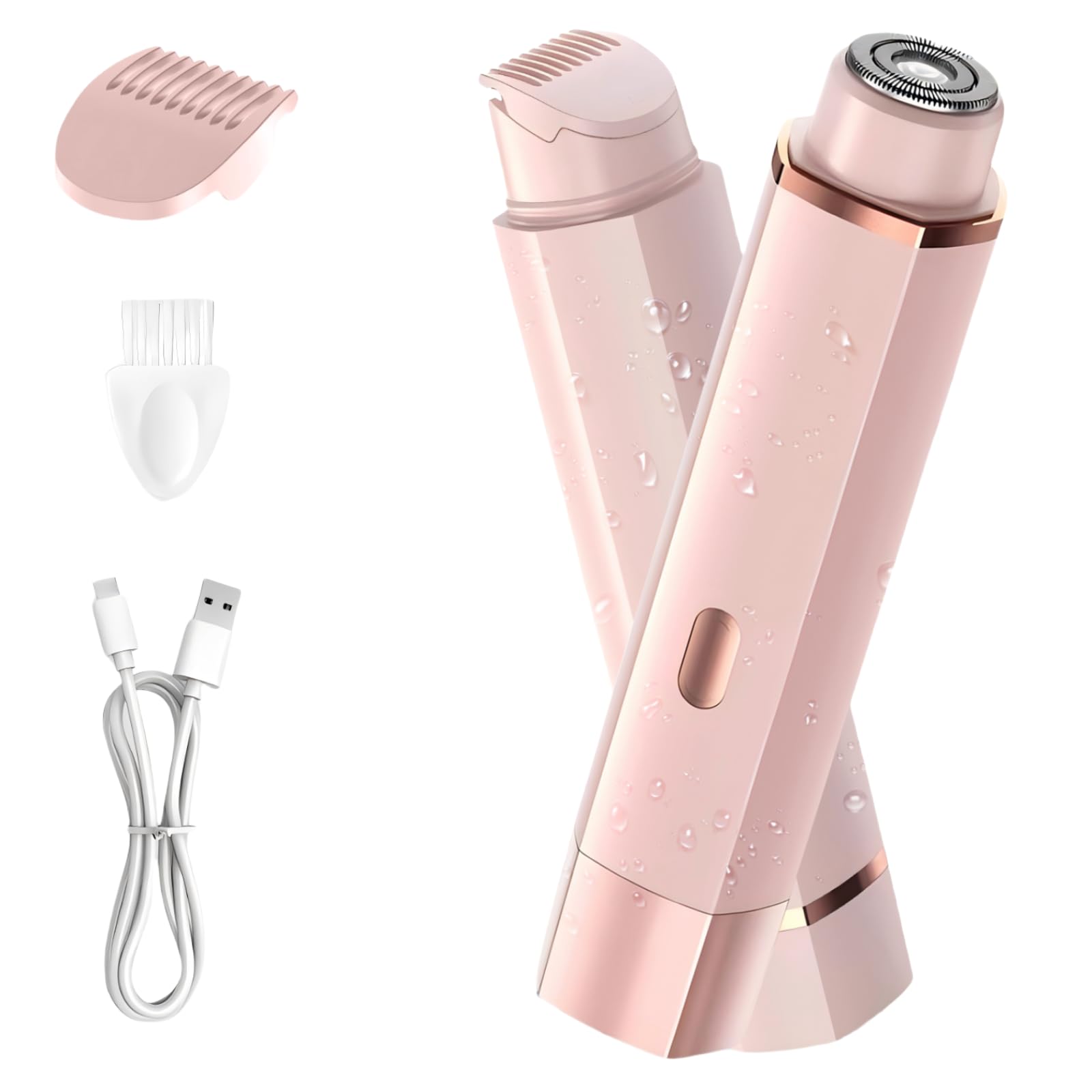 Pedersean Bikini Trimmer for Women, 2 in 1 Electric Razors for Women, IPX7 Waterproof, USB Rechargeable Wet and Dry Shaver, Suitable for Hair Removal All Over The Body