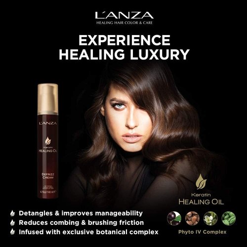 L'ANZA Keratin Healing Oil De-Frizz Cream - Anti-Humidity Smoothing & Shine Boost | 4.7 Fl Oz