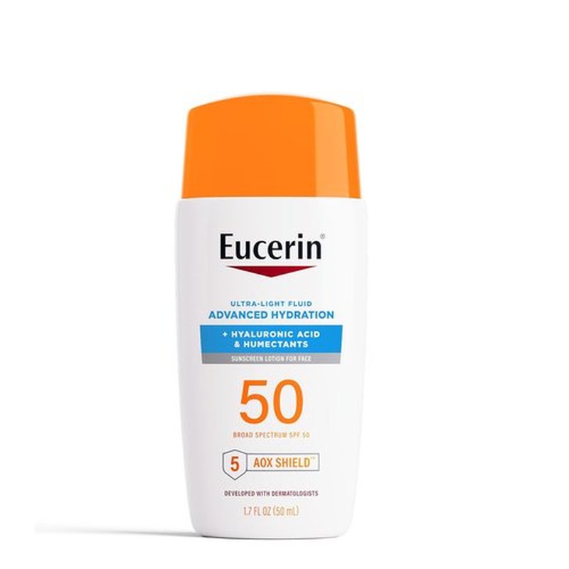 Eucerin Sun Advanced Hydration Face Sunscreen SPF 50 - Ultra-Lightweight with Hyaluronic Acid, 1.7 Fl Oz