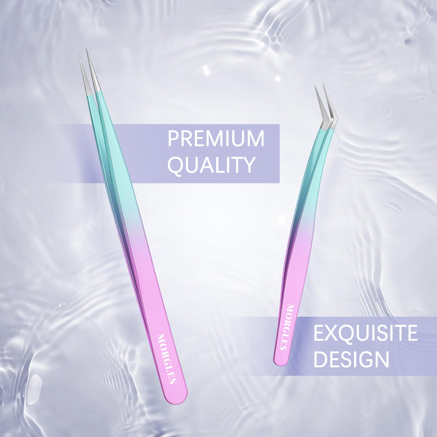 MORGLES 5 PCS Lash Tweezers Set for Eyelash Clusters