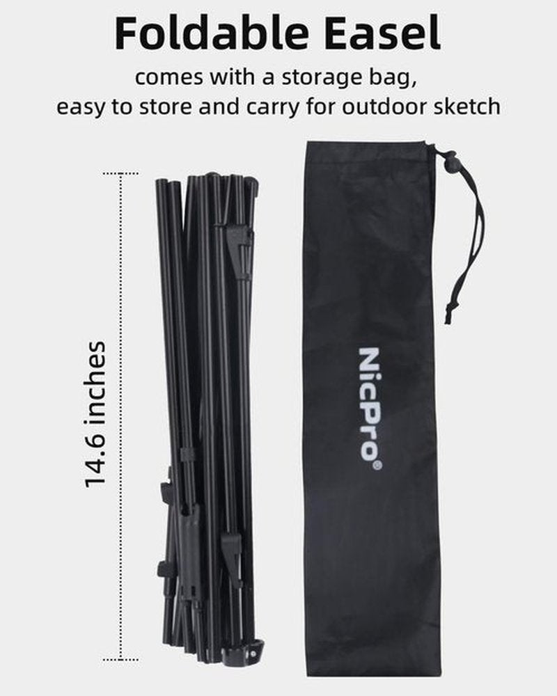 Nicpro Art Folding Easels - 63-Inch Metal Floor Tripod Stands for Display | 6-Pack with Carry Bag