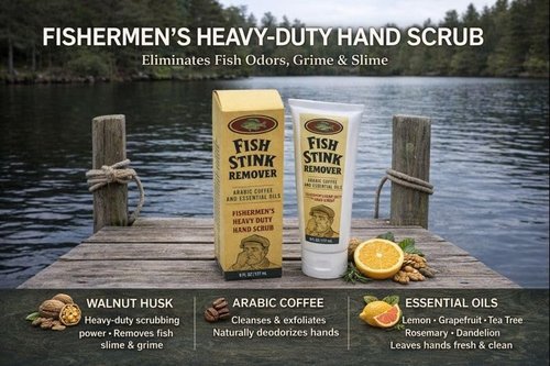Gift for Fishermen - 4 piece Hand Cleanser Fishing Gift Set - Includes Microfiber Fishing Towel, Hand Scrub & Srubber, Fishing Lure - Valentine's Day Gift Fishermen or Boaters Birthday Gift Fishermen