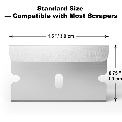 100-Pack Single Edge Razor Blades with Dispenser, Carbon Steel Scraper Blades, each Blades measures 1.5" x 0.75", Fits Standard Scrapers, for Removing Paint, Labels & Stickers, DIY & Professional Use