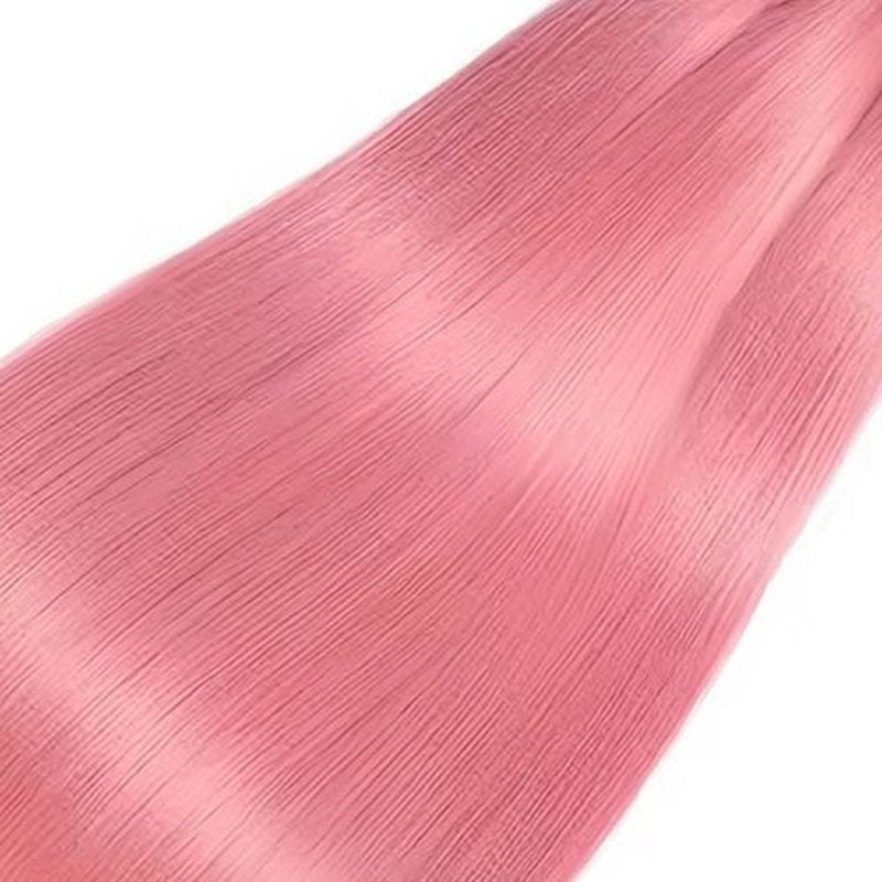 FuivJuix Pink Bundles Straight Bundles Human Hair 20 22 24 Inch Brazilian Virgin Hair 3 Bundle Pink Straight Bundles Human Hair Extensions 50 Gram Per Bundle