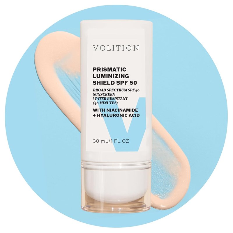 Volition Beauty Prismatic Luminizing Shield SPF 50 - Reef-Safe Mineral Face Sunscreen with Niacinamide & Hyaluronic Acid | Lightweight Moisturizer for Glowing Skin
