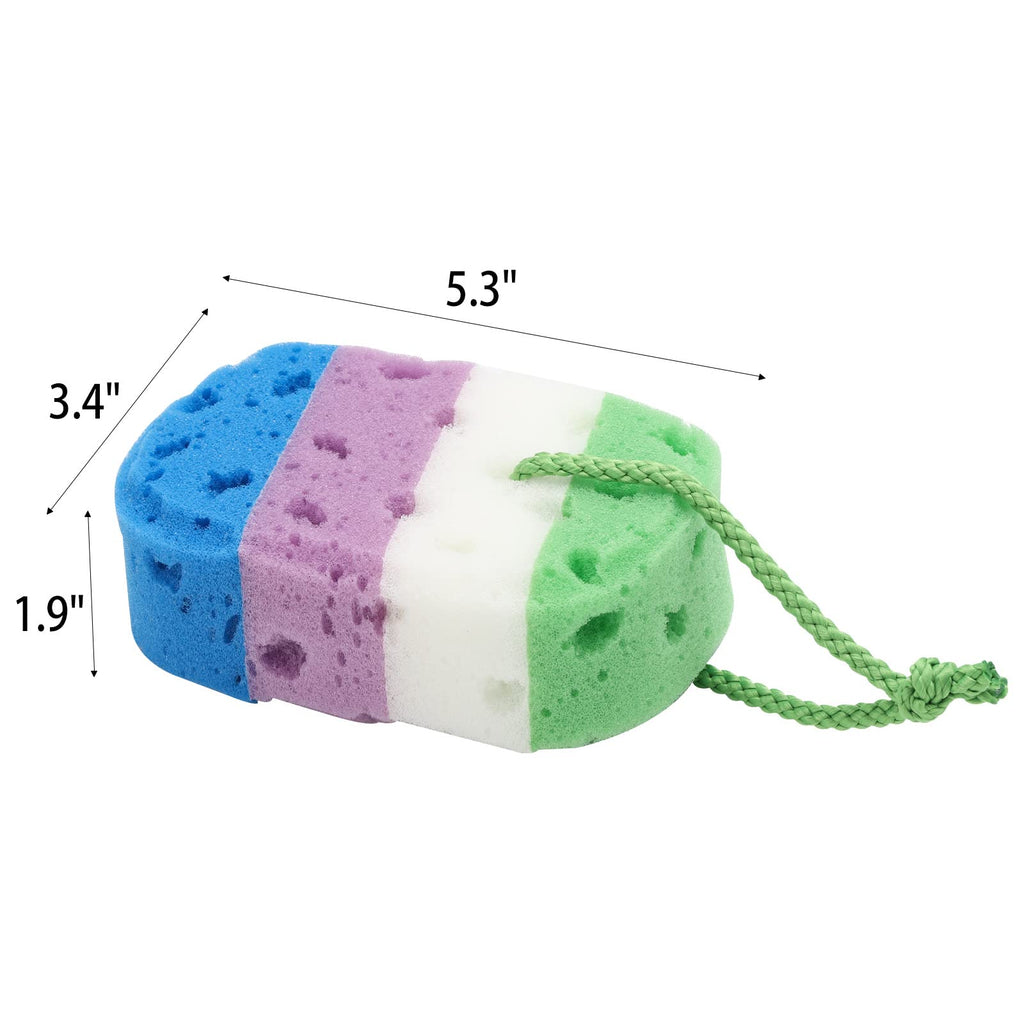 BTYMS 3 Pieces Exfoliating Bath Sponge Body Sponges Shower Loofah Soft Bathing Pouf Foam Lufa Body Scrubber