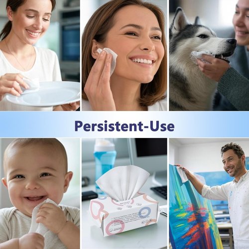 Ampmuze Disposable Face Towels, 80 Count, Biodegradable Dry Wipes for Sensitive Skin, Makeup Removal, Baby Care, Ultra Soft & Thick, 7.8”x7.8”