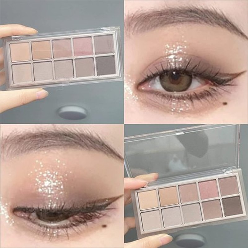 Erinde Matte Eyeshadow Palette - 10 Ultra-Blendable Shades for Natural Looks | Taupe Brown & Grey