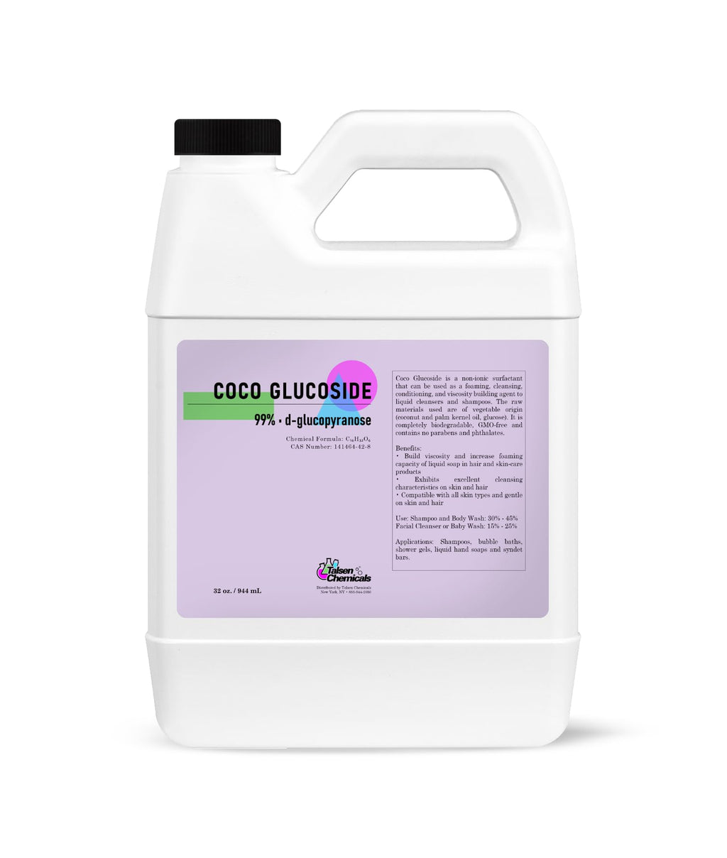 Talsen Chemicals Coco Glucoside Organic (32 Ounce / 946 mL) Natural Non-Ionic Surfactant, Cleansing & Foaming Agent for DIY Cosmetics Skincare & Haircare, Versatile Emulsifying Agent