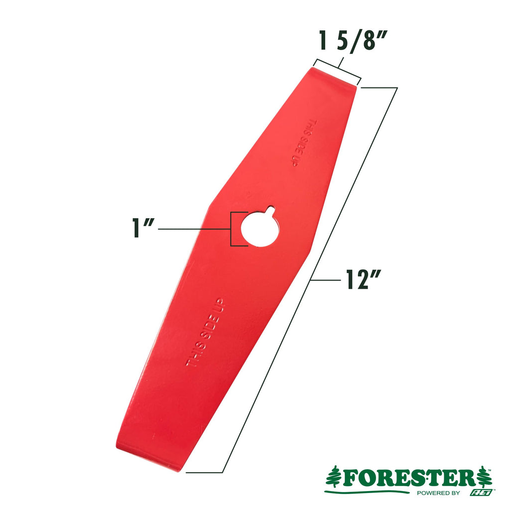 FORESTER 12" Universal Mulching Blade - Brush Cutter Blade for Weedeater | Tapered Steel Brushcutter Attachment | Fits 1" and 20mm Arbor