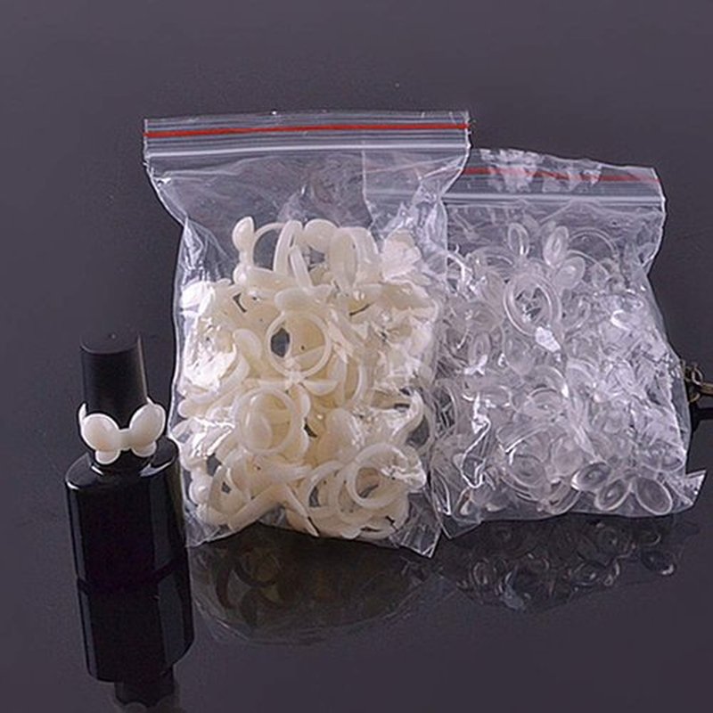 100 Pcs Nail Art Display Rings Butterfly Shape Nail Polish Color Display Ring Stand (Transparent)